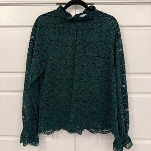 Hill House Dark Green Lace Millie Top